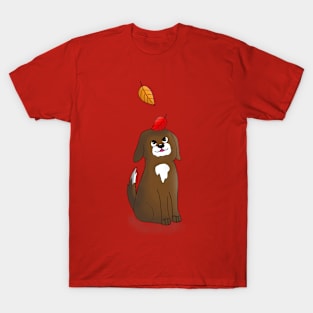 Dog with Falling Leaves T-Shirt